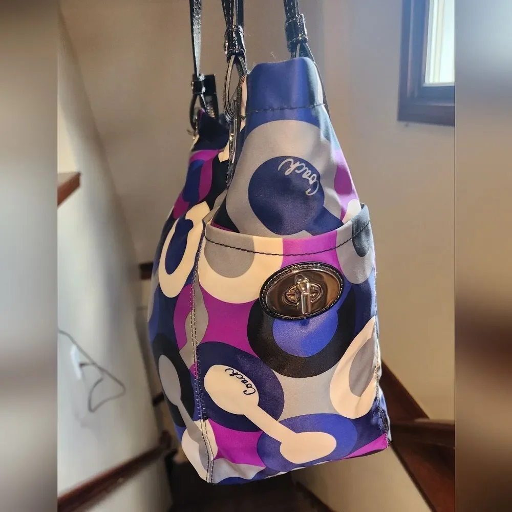 Coach SATIN Colorful Signiture TOTE